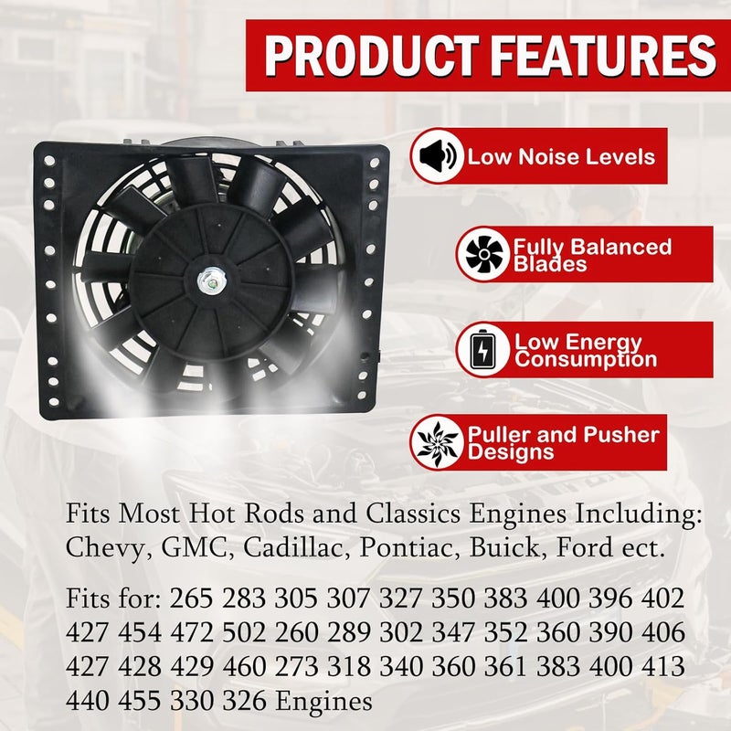 PRUNkuar 6 Inch Small Slim Push Pull Electric Cooling Fan 650CFM Radiator Oil Cooler Mount Kit Black 2Pcs - Image 5